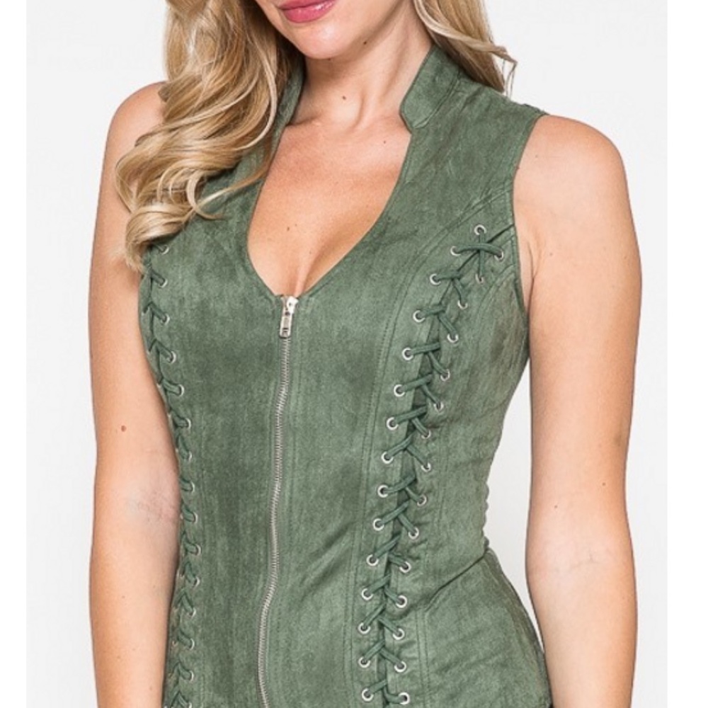 Green Lace-Up Tank Top